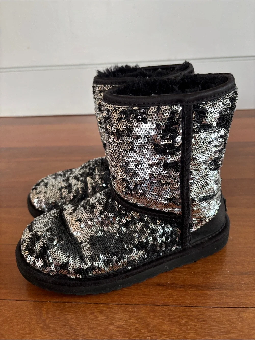 UGG Sequin Short Boots - Black & Silver